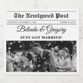 の結婚新聞おもしろい白黒フォトズ結婚 スパークリングワインラベル (シングルラベル)