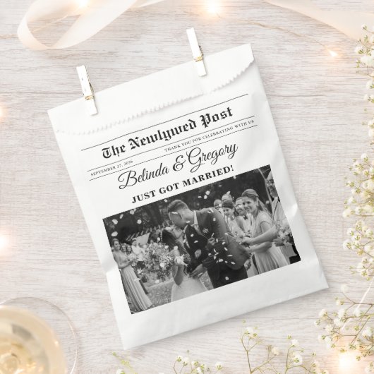 の結婚新聞おもしろい白黒フォトズ結婚 フェイバーバッグ (クリップ留めされた状態)