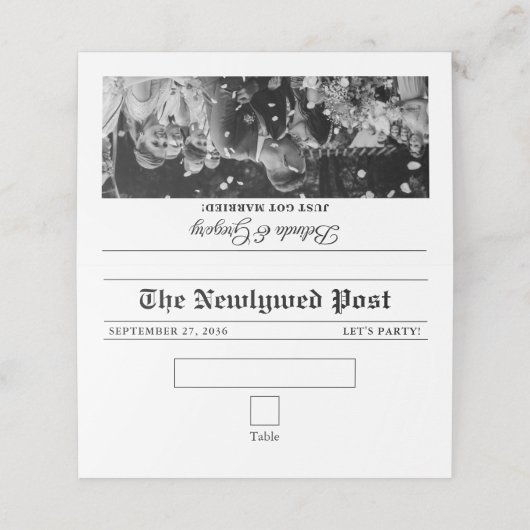 の結婚新聞おもしろい白黒フォトズ結婚 プレイスカード (外部開封)