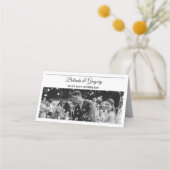 の結婚新聞おもしろい白黒フォトズ結婚 プレイスカード (裏面)