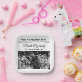 の結婚新聞おもしろい白黒フォトズ結婚 ペーパープレート (パーティー)