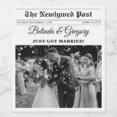 の結婚新聞おもしろい白黒フォトズ結婚 ワインラベル (シングルラベル)