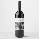 の結婚新聞おもしろい白黒フォトズ結婚 ワインラベル (正面)