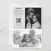 の結婚新聞おもしろい白黒フォトズ結婚 招待状 (裏面)