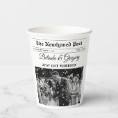 の結婚新聞おもしろい白黒フォトズ結婚 紙コップ (裏面)