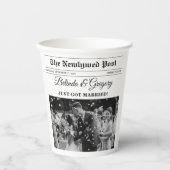 の結婚新聞おもしろい白黒フォトズ結婚 紙コップ (正面)