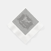 の結婚新郎新婦ありがとうグレーシェブロン 縁ありカクテルナプキン (角)