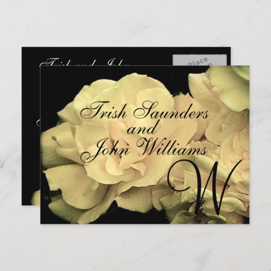 の結婚新郎新婦の名前の発表 案内ポストカード (正面/裏面)