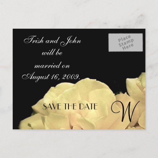 の結婚新郎新婦の名前の発表 案内ポストカード (裏面)