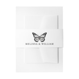 の結婚新郎新婦バタフライブラック&ホワイト 招待状ベリーバンド