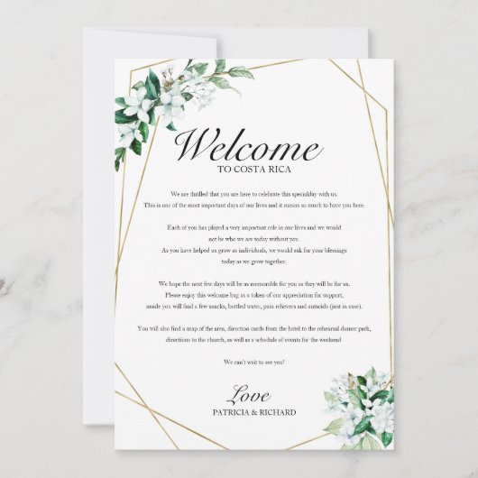 の結婚旅程の幾何学的フローラ緑 招待状 (正面)