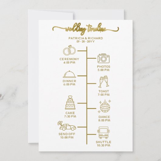 の結婚旅程アイコンシックなスクリプト結婚式 プログラム (正面)