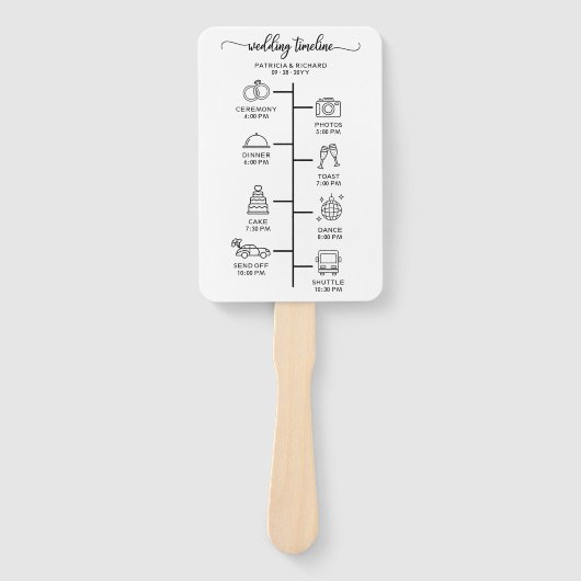 の結婚旅程アイコンシックなスクリプト結婚式 プログラム ハンドファン (正面)