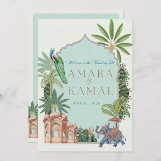 の結婚旅程カード 招待状 (正面/裏面)