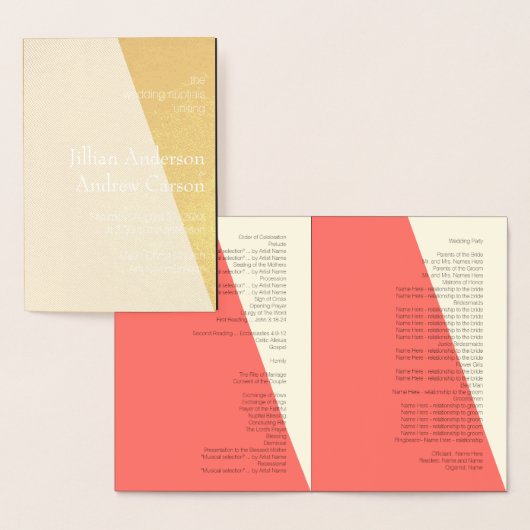 の結婚旅程💕コーラルエレガントプログラム 箔カード (ディスプレー)