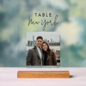 の結婚旅行先のカスタム写真テーブル アクリルサイン (ニュートラル)