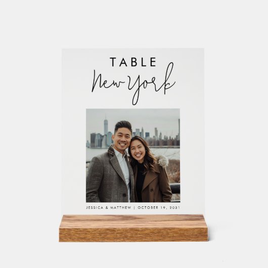 の結婚旅行先のカスタム写真テーブル アクリルサイン (正面)