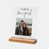 の結婚旅行先のカスタム写真テーブル アクリルサイン (傾斜)