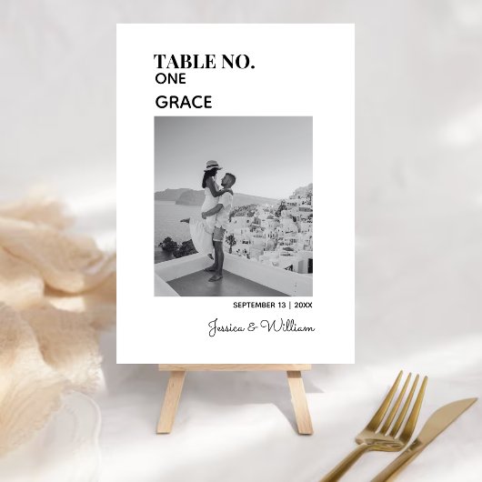 の結婚旅行先の写真と名前をカスタムする テーブルナンバー