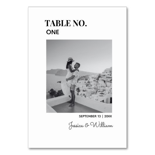 の結婚旅行先の写真と名前をカスタムする テーブルナンバー (裏面)