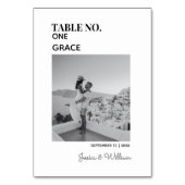 の結婚旅行先の写真と名前をカスタムする テーブルナンバー (正面)