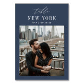 の結婚旅行先の写真と名前 テーブルナンバー (正面)