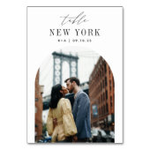 の結婚旅行先の写真と名前 テーブルナンバー (正面)