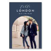 の結婚旅行先の写真と名前 テーブルナンバー (正面)