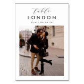 の結婚旅行先の写真と名前 テーブルナンバー (正面)