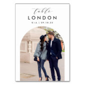 の結婚旅行先の写真と名前 テーブルナンバー (正面)