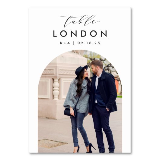 の結婚旅行先の写真と名前 テーブルナンバー (正面)