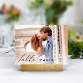 の結婚旅行先の写真と名前 テーブルナンバー