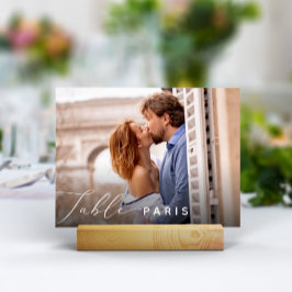 の結婚旅行先の写真と名前 テーブルナンバー