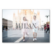 の結婚旅行先の写真と名前 テーブルナンバー (正面)