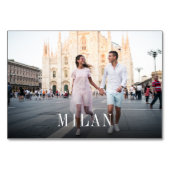 の結婚旅行先の写真と名前 テーブルナンバー (裏面)