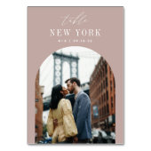 の結婚旅行先の写真と名前 テーブルナンバー (正面)