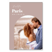 の結婚旅行先の写真と名前 テーブルナンバー (正面)