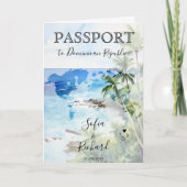 の結婚旅行先パスポートグリーンワールドマップパーム 招待状 (正面)