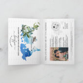 の結婚旅行先パスポートグリーンワールドマップパーム 招待状 (内部)