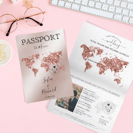 の結婚旅行先パスポートバラ金ゴールド世界地図 招待状