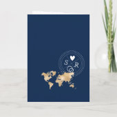 の結婚旅行先パスポートワールドマップハート 招待状 (裏面)