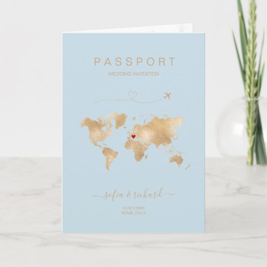 の結婚旅行先パスポートワールドマモダンップ 招待状 (正面)