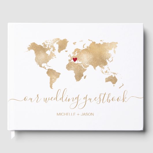 の結婚旅行先パスポート世界地図ありがとう ゲストブック (正面)
