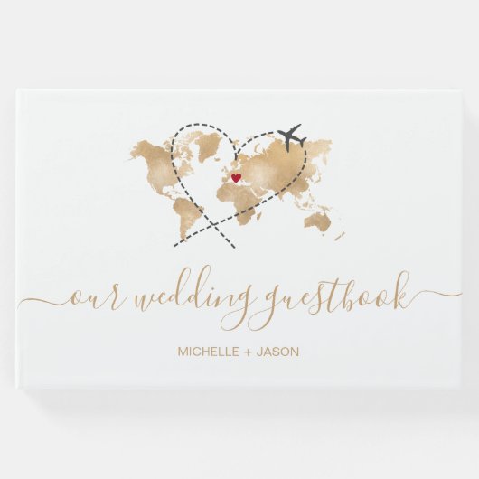 の結婚旅行先パスポート世界地図ありがとう ゲストブック (正面)