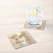 の結婚旅行先パスポート世界地図ありがとう スクエアペーパーコースター (インサイチュ)