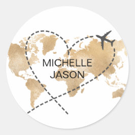 の結婚旅行先パスポート世界地図ありがとう ラウンドシール