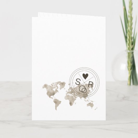 の結婚旅行先パスポート世界地図の旅行 招待状 (裏面)