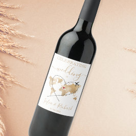 の結婚旅行先パスポート世界地図イタリアハート ワインラベル