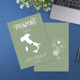 の結婚旅行先パスポート世界地図イタリア・セージ 招待状