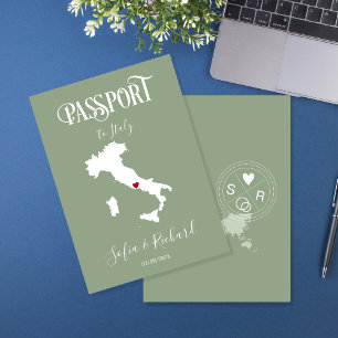 の結婚旅行先パスポート世界地図イタリア・セージ 招待状